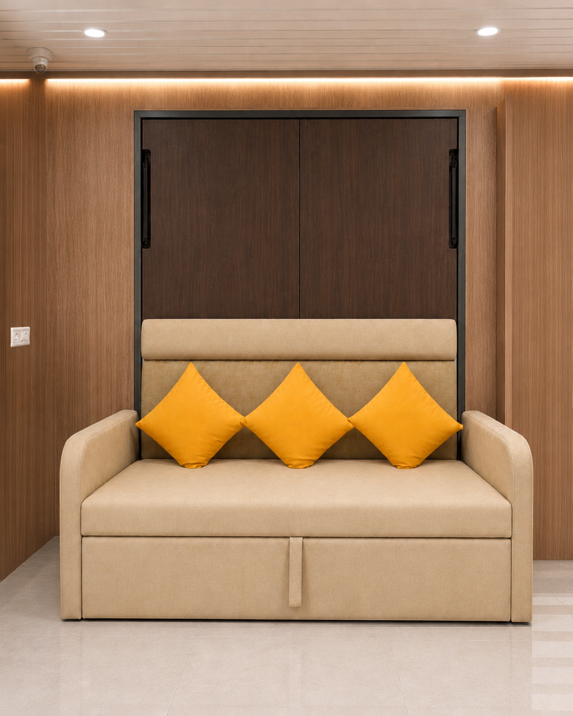Indiana Wall Bed With 3 Seater Sofa Spanish Dark