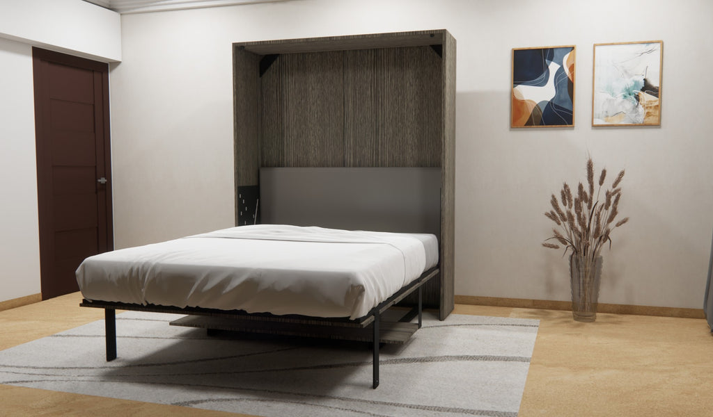 Eko Wall Bed With Horizontal Study Table Spanish Dark