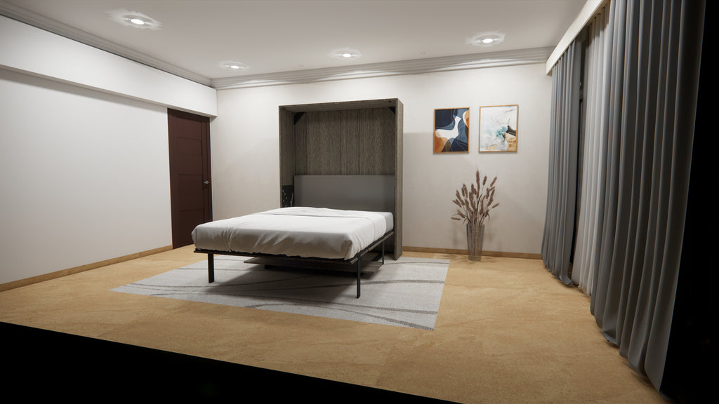 Eko Wall Bed With Horizontal Study Table Spanish Dark