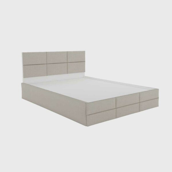 Queen Size Bed India | Angle Line Upholstered Bed With Storage