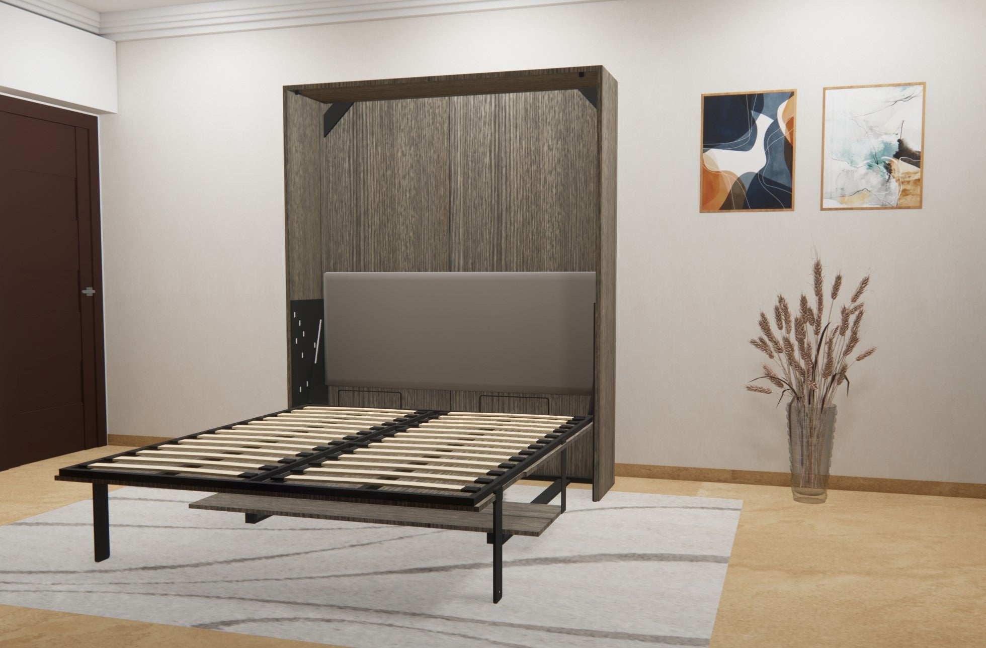 Eko Wall Bed With Horizontal Study Table Spanish Dark