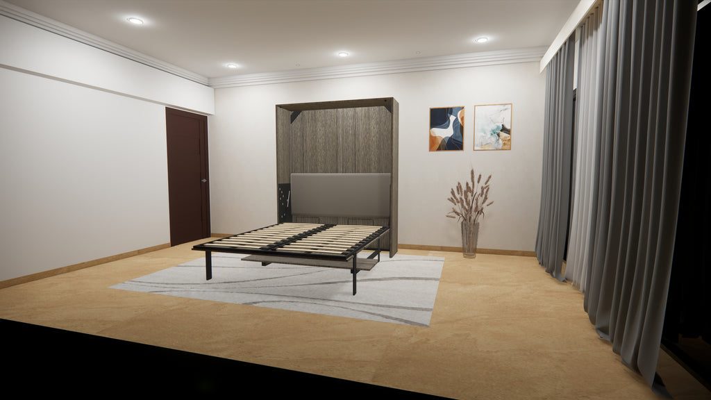 Eko Wall Bed With Horizontal Study Table Spanish Dark